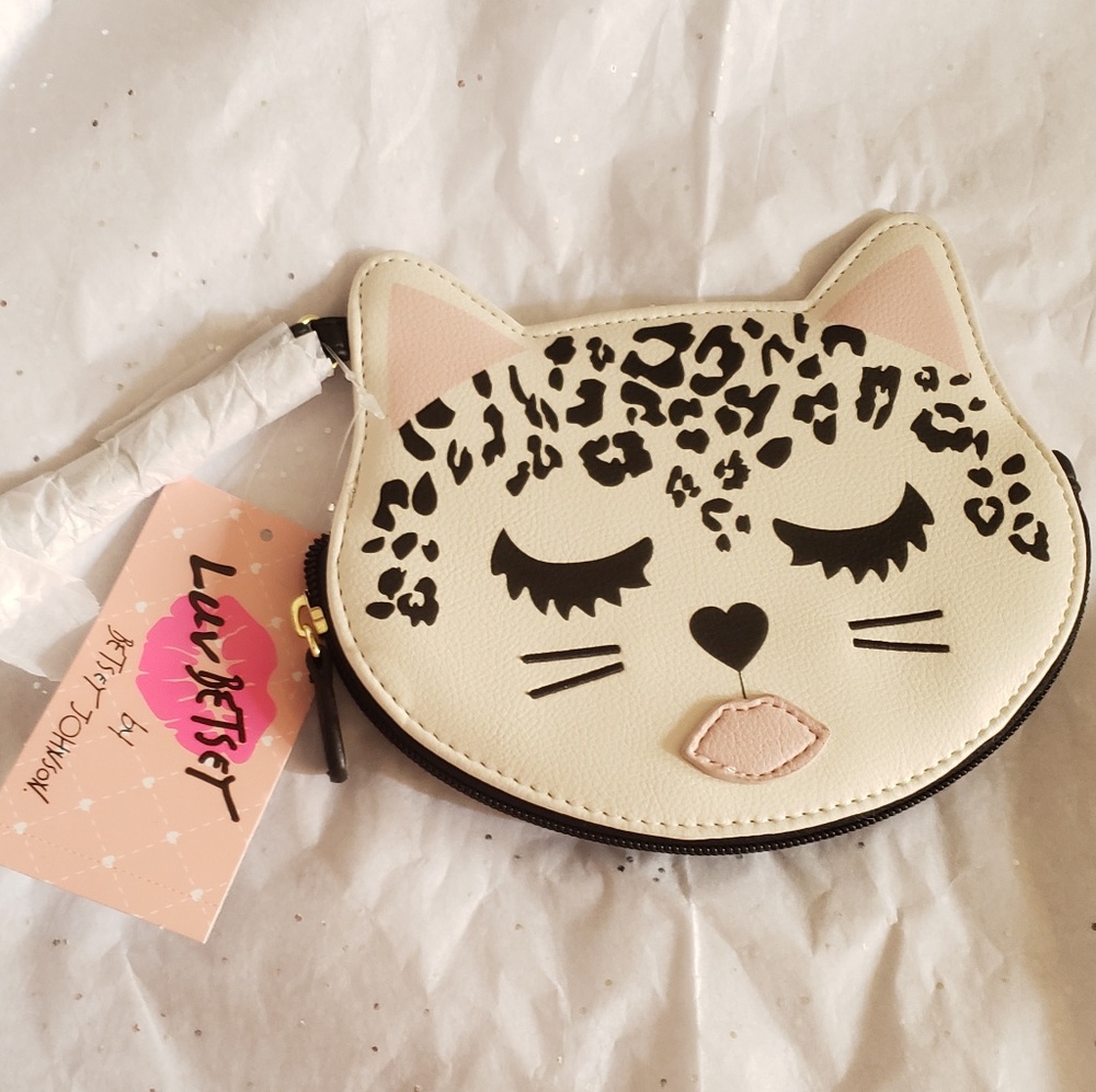Betsey Johnson White Leopard Coin Purse NWT
